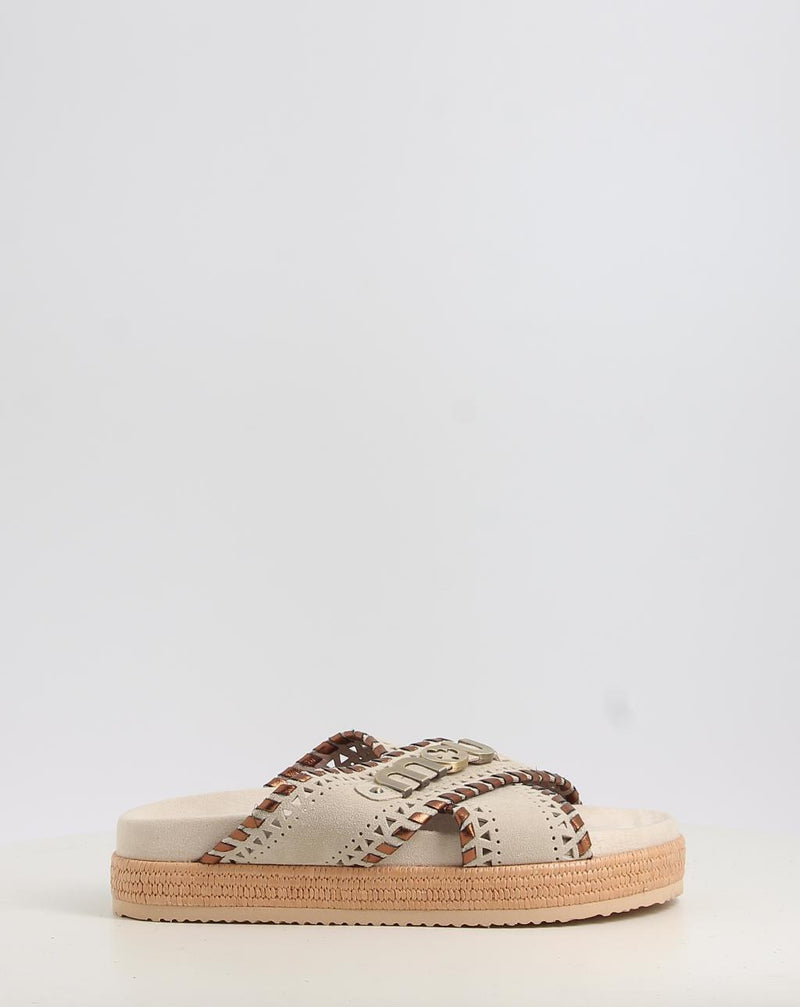 Sandales MOU CRISS-CROSS SANDAL MET.STITCH beige