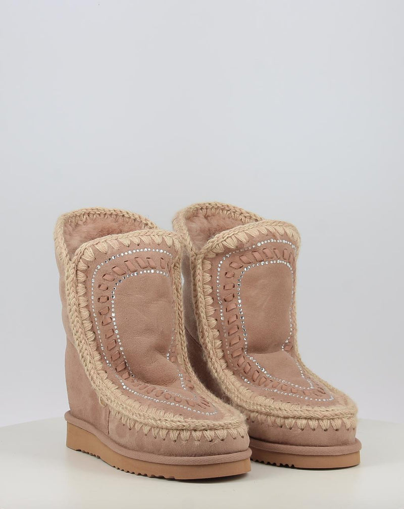 Bottes MOU ESKIMO INNER WEDGE SHORT STRAS beige